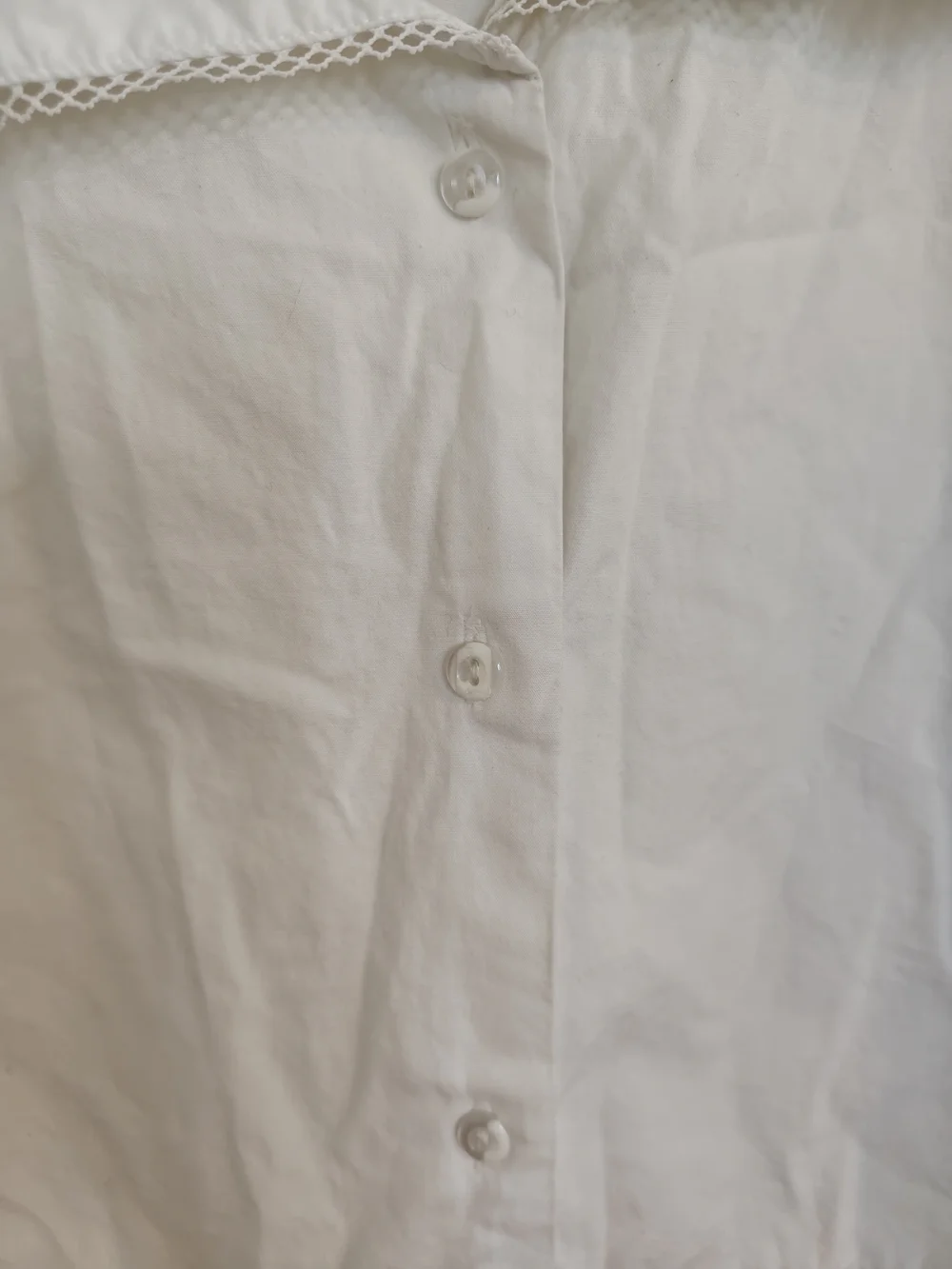 Vintage Cheryl Tiegs 80s Lace Trim Peter Pan/Sailor Collar Blouse Crop Top 12 - Picture 4 of 16
